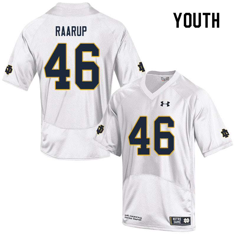 Youth NCAA Notre Dame Fighting Irish #46 Axel Raarup Stitched College Under Armour Authentic White Football Jersey II10E51UO